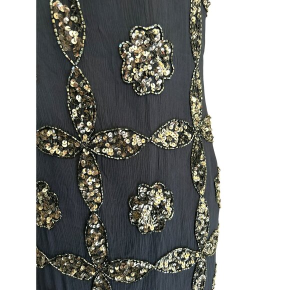 Scala Navy Silver Sequin Beaded Full Length Special Occasion Dress Sz M Prom NWT - Picture 4 of 12